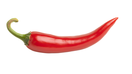 Fresh red chili pepper isolated on a white background, perfect for culinary and food-related themes.