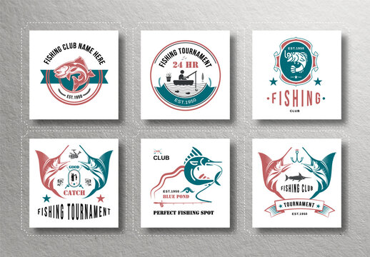 Fishing Badge Set Design Layout