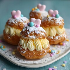 Delightful Fluffy Zeppole Cloud Bites Overflowing with Silky Vanilla Custard and Dusting Powdered Sugar Bliss