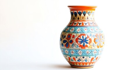 Vibrant ceramic vase with intricate, colorful patterns