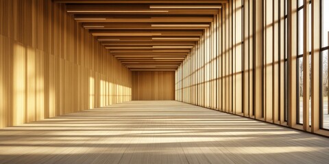 Fototapeta premium Empty Light-Filled Wooden Hall