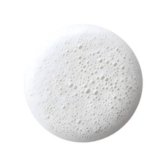 Top view white round cleanser foam isolated on white background