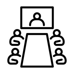 online meeting outline icon. meeting line art illustration.