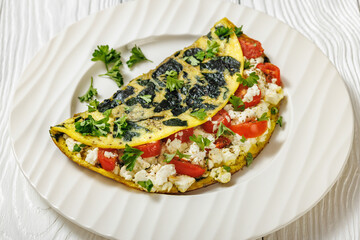 Spinach Onion Goat Cheese Cherry Tomato Omelette