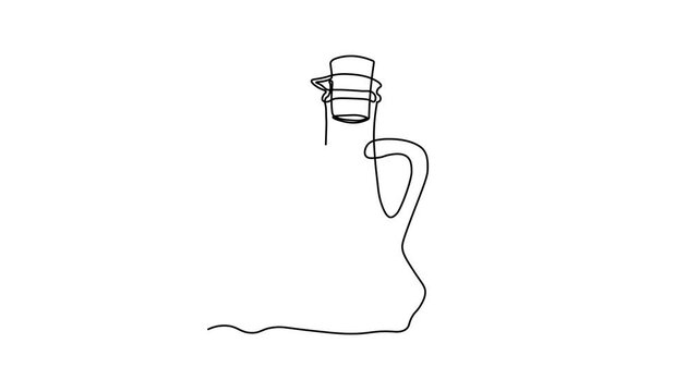 Abstract bottle with olive. Self drawing animation one continuous line draw, logo