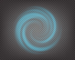 Blue cold or fresh air circle rotating effect. Wind from conditioner Whirlwind flow. Vector illustration