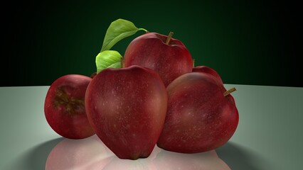 red apple fruit. 3d illustration