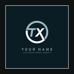 Creative Logo for Initials TX in Monogram Style - Vector Template for Initial Letter T and X