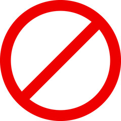 Sign forbidden. Icon symbol ban. Red circle sign stop entry ang slash line isolated on transparent background. Mark prohibited. Icon symbol ban. Mark prohibited.