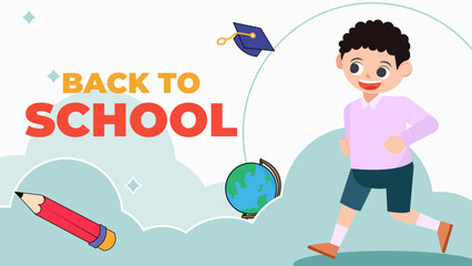 back to school season vector flat cute character illustration with schools accessories. school beginning concept.