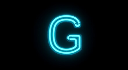 Naklejka premium Neon letter G glowing on black background