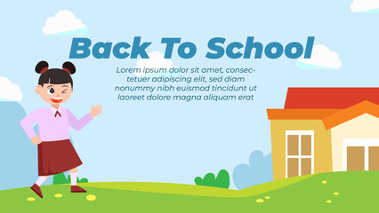 back to school season vector flat cute character illustration with schools accessories. school beginning concept.