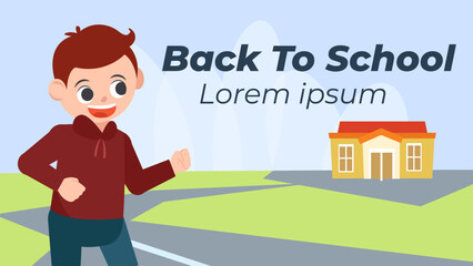 back to school season vector flat cute character illustration with schools accessories. school beginning concept.