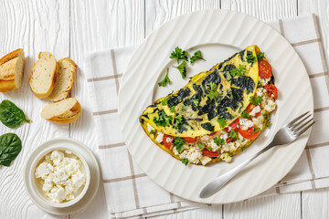 Spinach Onion Goat Cheese Cherry Tomato Omelette