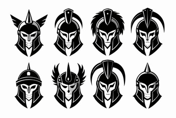 Naklejka premium black Set of vector black silhouettes of Viking icon isolated on a white background 