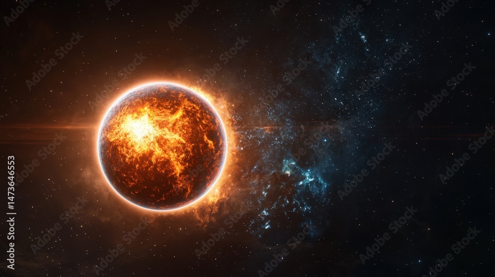 Poster Celestial environment of an explosive solar event awe-inspiring digital art from the cosmic realm