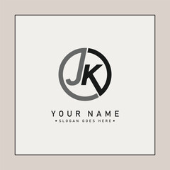 Creative Logo for Initials JK in Monogram Style - Vector Template for Initial Letter J and K