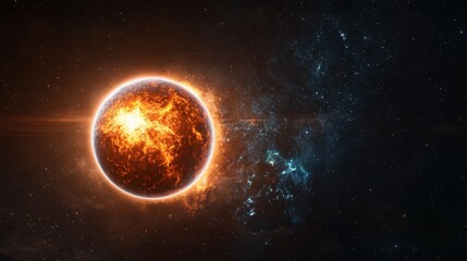 Obraz premium Celestial environment of an explosive solar event awe-inspiring digital art from the cosmic realm