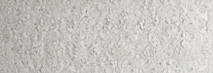 Intricate white damask floral wallpaper, elegant design, seamless, wallpaper, background