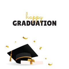 Happy Graduation Celebration Black Cap, Gold Tassel, Gift