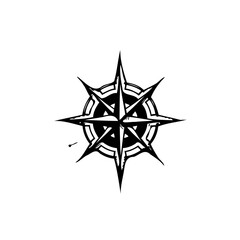 Obraz premium Monochrome Navigation Symbol: Geometric Star Emblem for Directional Themes