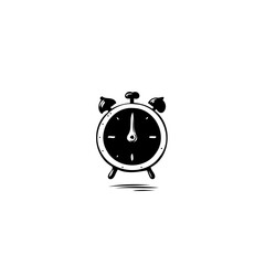 Stylized monochrome drawing of an alarm clock against a minimalist background