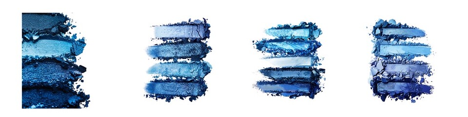Set of Blue Eyeshadow Swatches PNG Images Isolated on Transparent Background