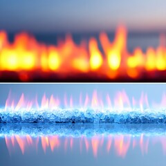 A striking contrast of fire and ice in a mesmerizing visual.