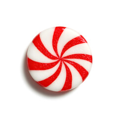 Obraz premium A striped candy with red and white swirl, isolated on white background