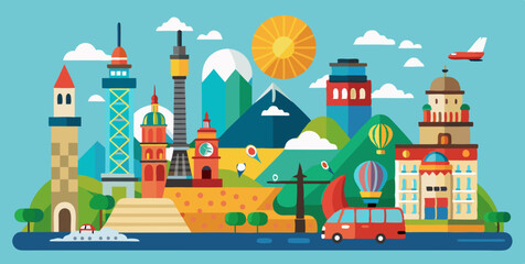 Fototapeta premium vector illustration of a castle in the background