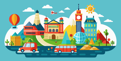 Obraz premium vector illustration of a castle in the background