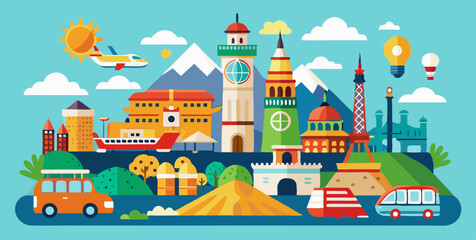 vector illustration of a castle in the background