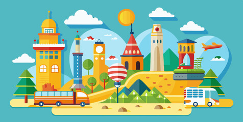 Obraz premium vector illustration of a castle in the background