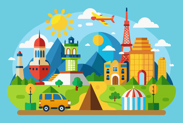Fototapeta premium vector illustration of a castle in the background