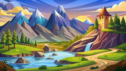 Vector illustration of a mountain landscape