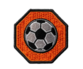 Soccer ball patch design for sports enthusiasts and teams on a transparent background, cut out