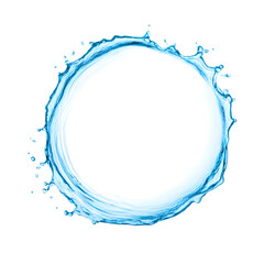 Blue water ring splash isolated on white background	