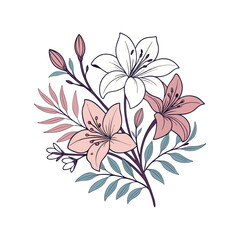 modern minimal creative water color flower, floral vector art design