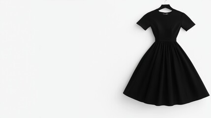 A black dress on a hanger.