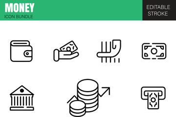 Money - set of vector linear icons