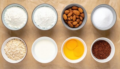 Baking ingredients preparation kitchen food photography home environment overhead view culinary art