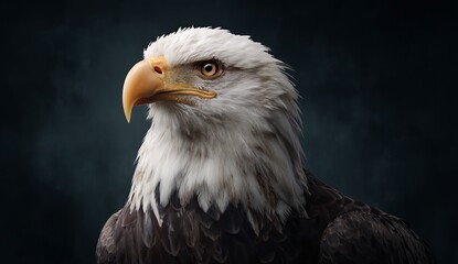 Obraz premium Majestic Bald Eagle Portrait against a Dark Background Wildlife Photography