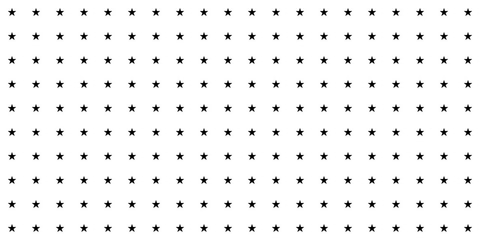 Seamless pattern of black stars on white background. Minimalist geometric star design for wallpaper, fabric, textile, digital decoration. Simple monochrome abstract vector illustration.