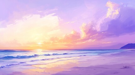 Fototapeta premium Pastel Sunrise Beach Scene