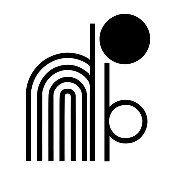 Minimalist Black and White Abstract Geometric Vector Art.