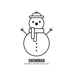 Snowman Icon with White Background Flat Design Vector Illustration