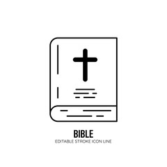Obraz premium Bible Icon with White Background Flat Design Vector Illustration