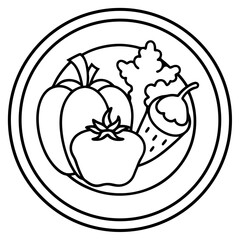 Minimal Veggie Nutrition Line Art Vector