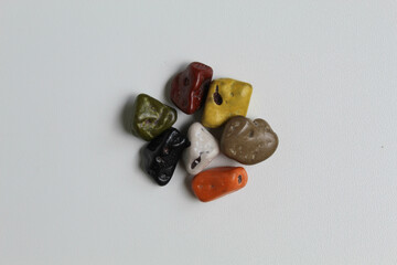 Some turkish stone chocolate, isolated on white background, flat lay or top view