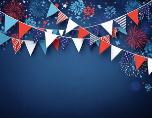 Obraz premium Festive Fourth of July Bunting and Fireworks Celebration Background
